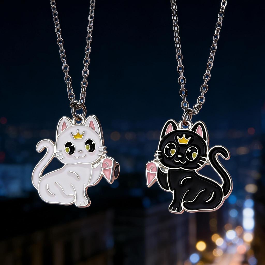 Kalung Magnet Kucing Sahabat Terbaik Kalung Magnet Couple Kombinasi Kucing Cat Titanium Steel Neckla