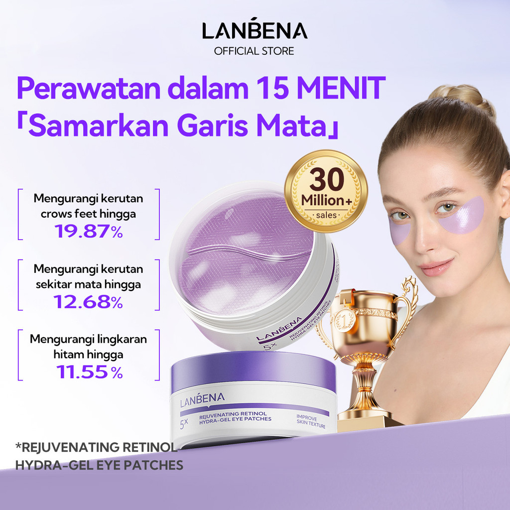 [HALAL] LANBENA Masker Mata Retinol 60Pcs Mencerahkan Menghilangkan Kantung Garis Halus Moisturizing