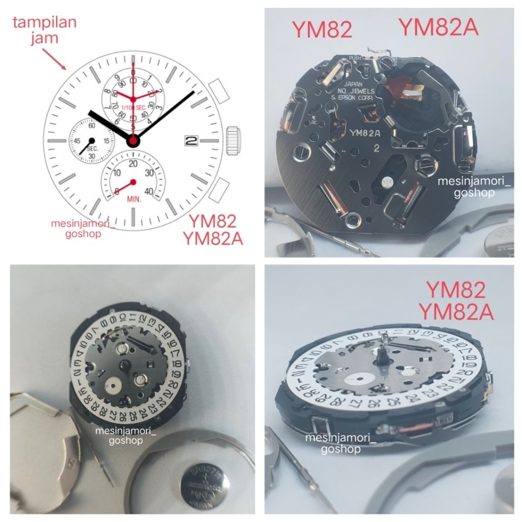 mesin jam YM82 YM82A chrono Japan