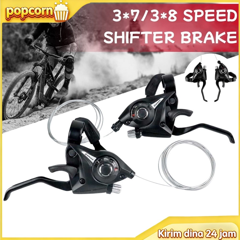 3*7 Speed/3*8 Speed Speed Shifter Handle Brake Rem Sepeda - Black