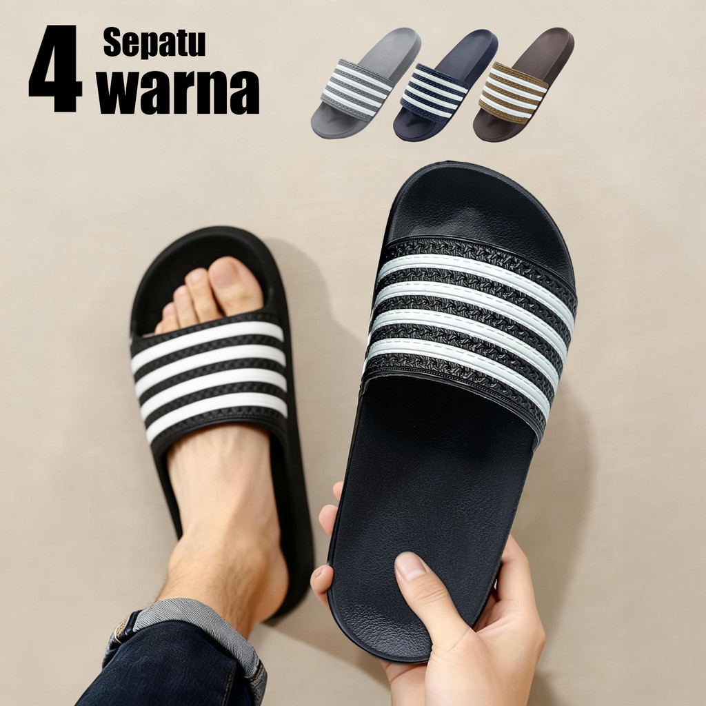 Sandal Slide Slip on Pria Sandal Rekat Pria Sandal Pria Karet Empuk Anti Slip Sepatu Sandal Pria Slo