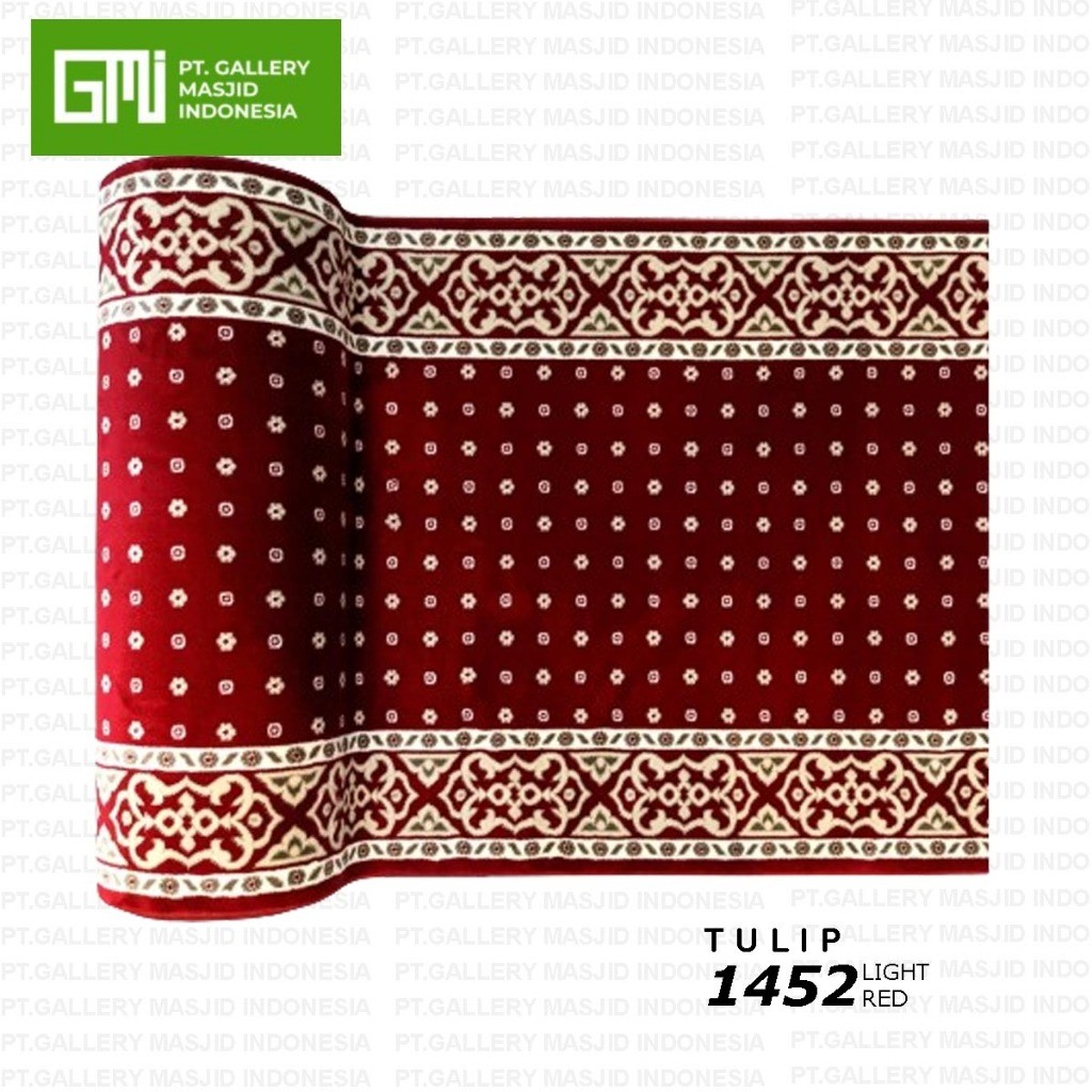Jual Karpet Sajadah Masjid Roll Turki Tulip Tebal  12mm Warna Light Red / Sejadah Mushola