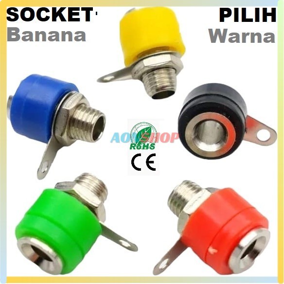 [an] Banana Plug Female Socket 4mm Panel Mount Konektor Soket Jack Terminal