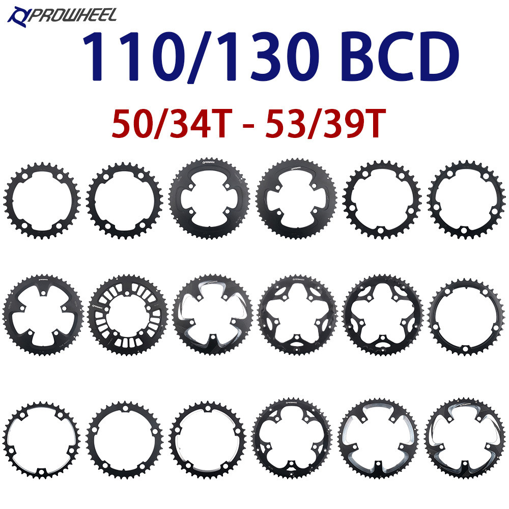 Sproket Sepeda Jalan PROWHEEL 110/130BCD Crankset Chainwheel 34/39/50/53T Chainring 8/9/10/11/12 Spe