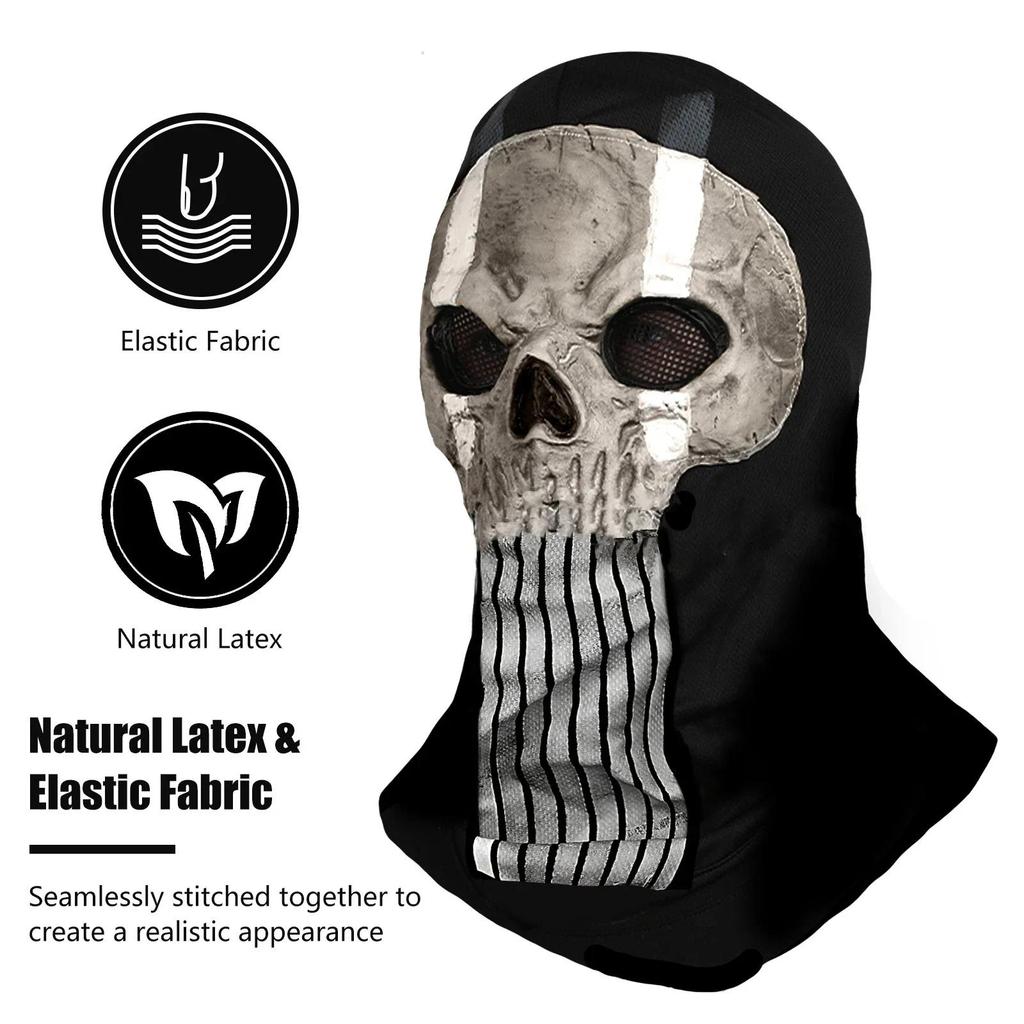 Ghost Skull Head Mask Latex Cod Skeleton Modern Warfare Scary Halloween Cosplay Props Toys for Teen 