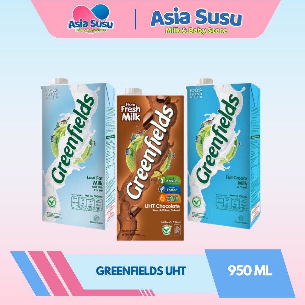 Greenfields Susu UHT 950 ML - 100% Fresh Milk dari Greenfields Farm