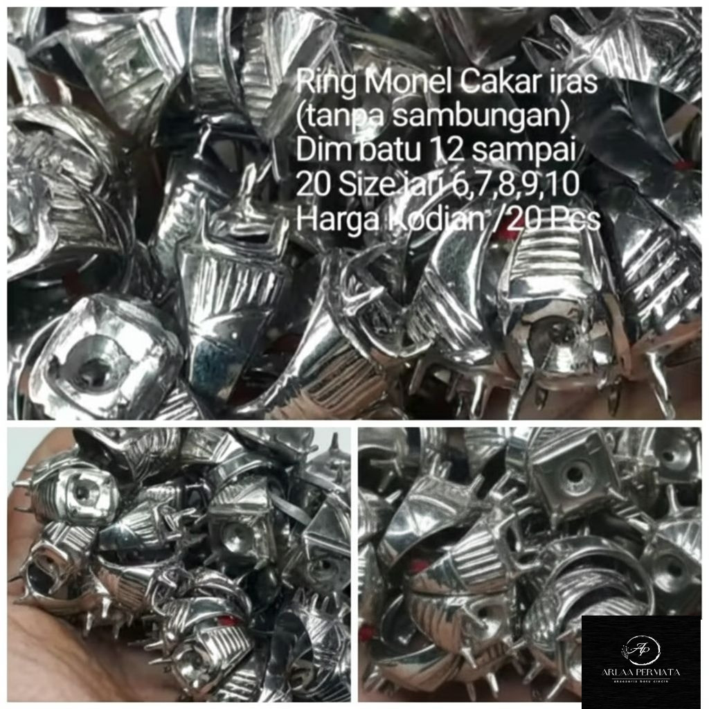 cincin ring monel cakar iras Tampa sambungan   cakar dim 12-20 campur harga kodian 20pics grosir