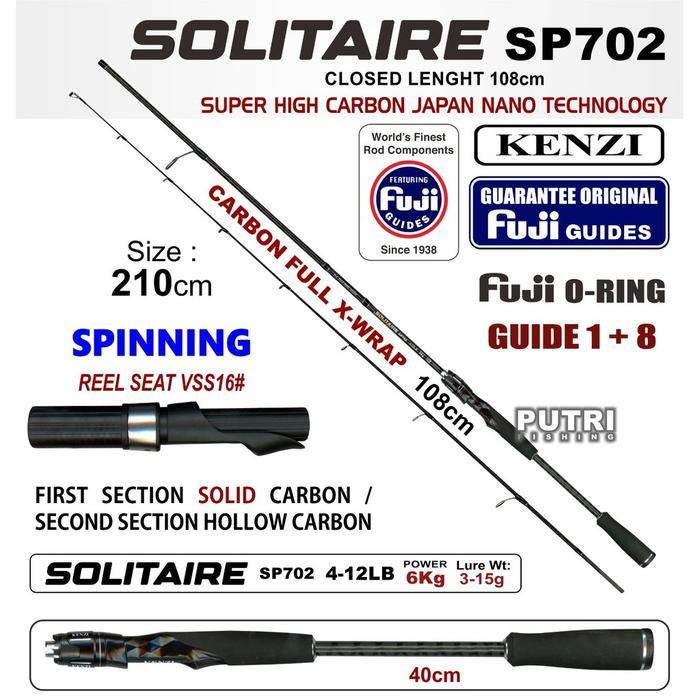 JORAN KENZI SOLITAIRE 702 Spinning 210cm Casting Rod X-Wrap Solid Carbon Fuji Guides 4-12lbs 6-15lbs