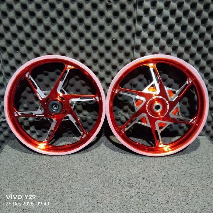 RCB Velg CNC CT600 EGO Motor Mio Karbu Mio Sporty Mio J Front 160x14 Belakang 185x14 Warna Orange Hi