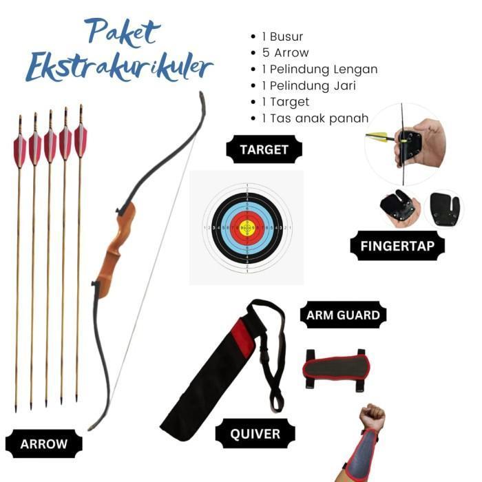 Fullset Busur Panah Panahan Lengkap Pemula Anak R30 - Hitam