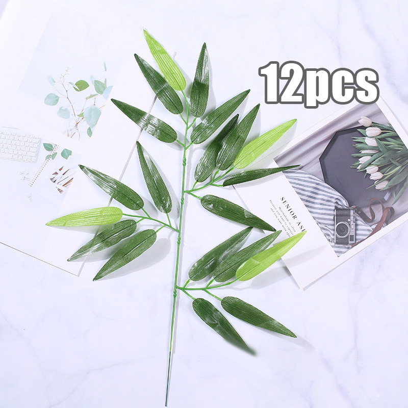 12pcs Daun Bambu Sintesis Daun Bambu Imitasi  Daun Bambu Artificial pohon bambu partisi dekorasi hia