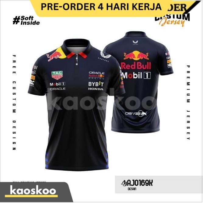 Jersey F1 Redbull Team Polo Kerah Kancing