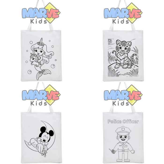 Totebag Tas Serut Donald Mewarnai Lukis Melukis Kanvas Goodiebag Tote - WARNAI CHEF, TAS SERUT