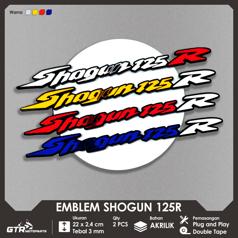 Emblem Akrilik Motor | GTR Emblem Shogun 125 R 2 PCS Timbul 3D Logo Aksesoris Motor Suzuki Shogun CP