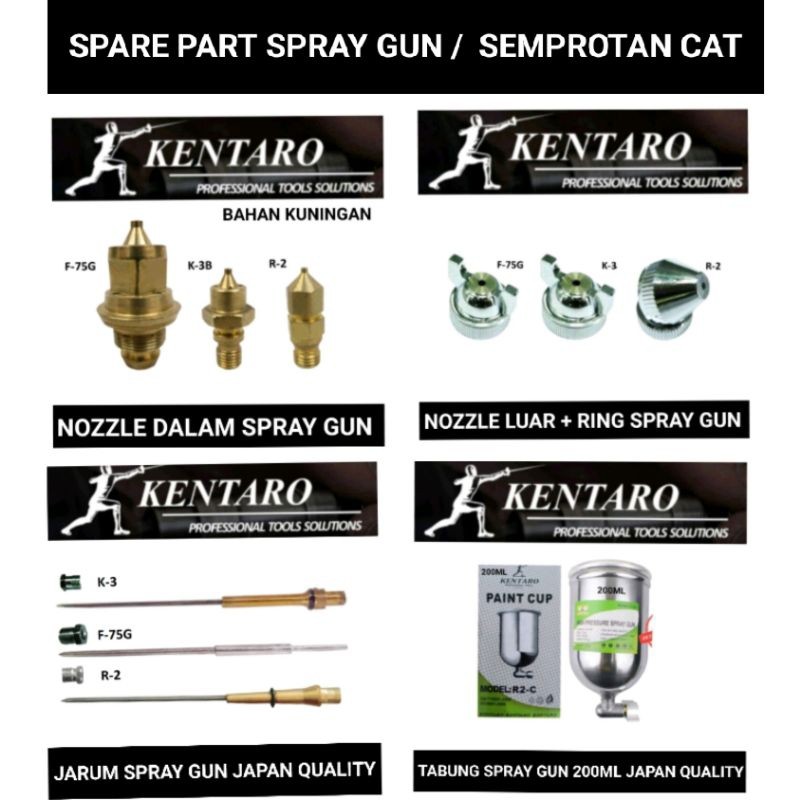 Sparepart Spraygun F75 F100 K3 R2 Mata Nozzle Jarum Tabung Spray Gun Semprot Cat Spet F 75 F 100 K 3