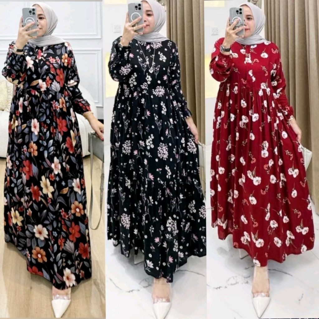 GUNSHOP ellisa dress rayon premium / ROYYA DRESS  / gamis rayon premium / midi dress rayon premium /