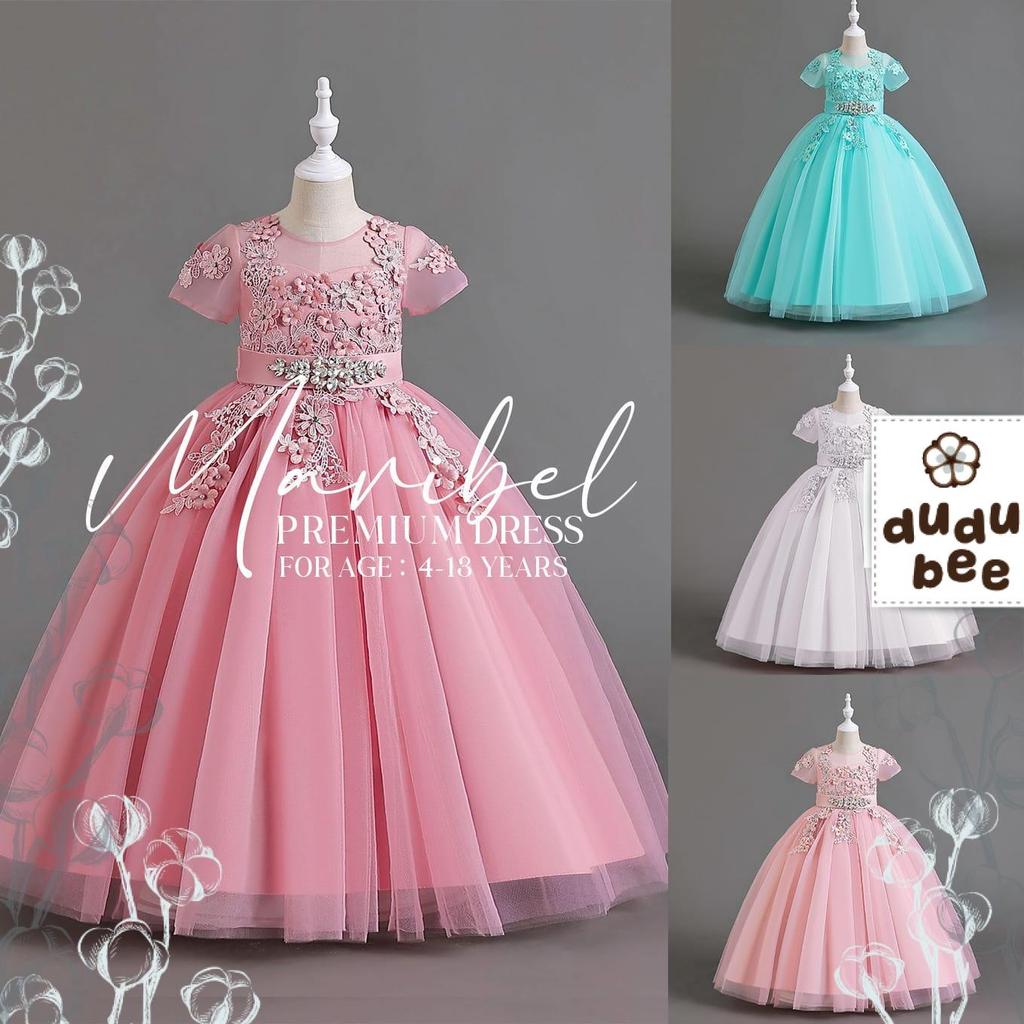 4T-13T LONG DRESS PREMIUM MARIBEL - GAUN BALL GOWN ANAK BAYI BALITA Model Korea Tile Lapis GLITTER S