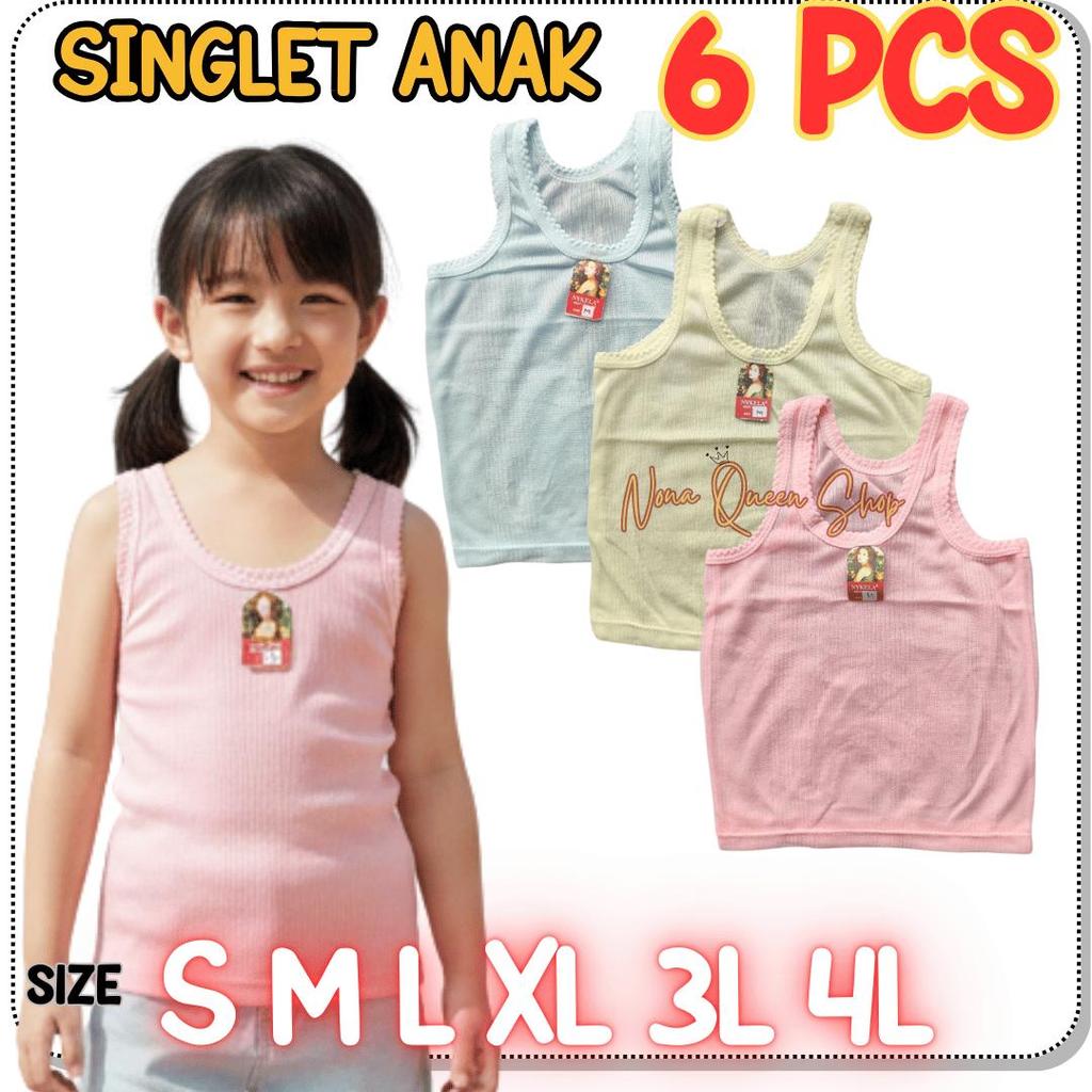 6 PCS SINGLET ANAK BALITA PAUD TK SD UNISEX KAOS DALAM ANAK COWOK CEWEK KATUN SINGLET ANAK SEKOLAH