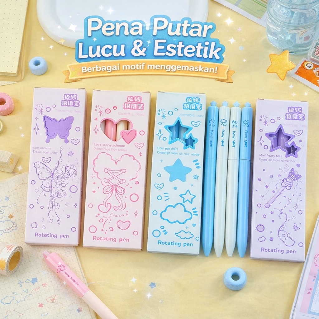 Pulpen Gel Charm Isi 4 PCS 0.5mm – Set Pulpen Gel Tinta Hitam,Pulpen Gel Lucu Aesthetic untuk Sekola