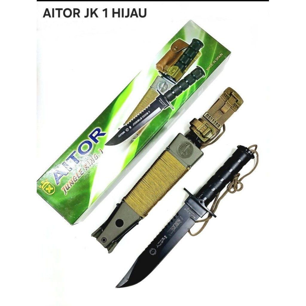 Pisau Survival AITOR Jungle King 1 Hitam PREMIUM - Outdoor & Koleksi