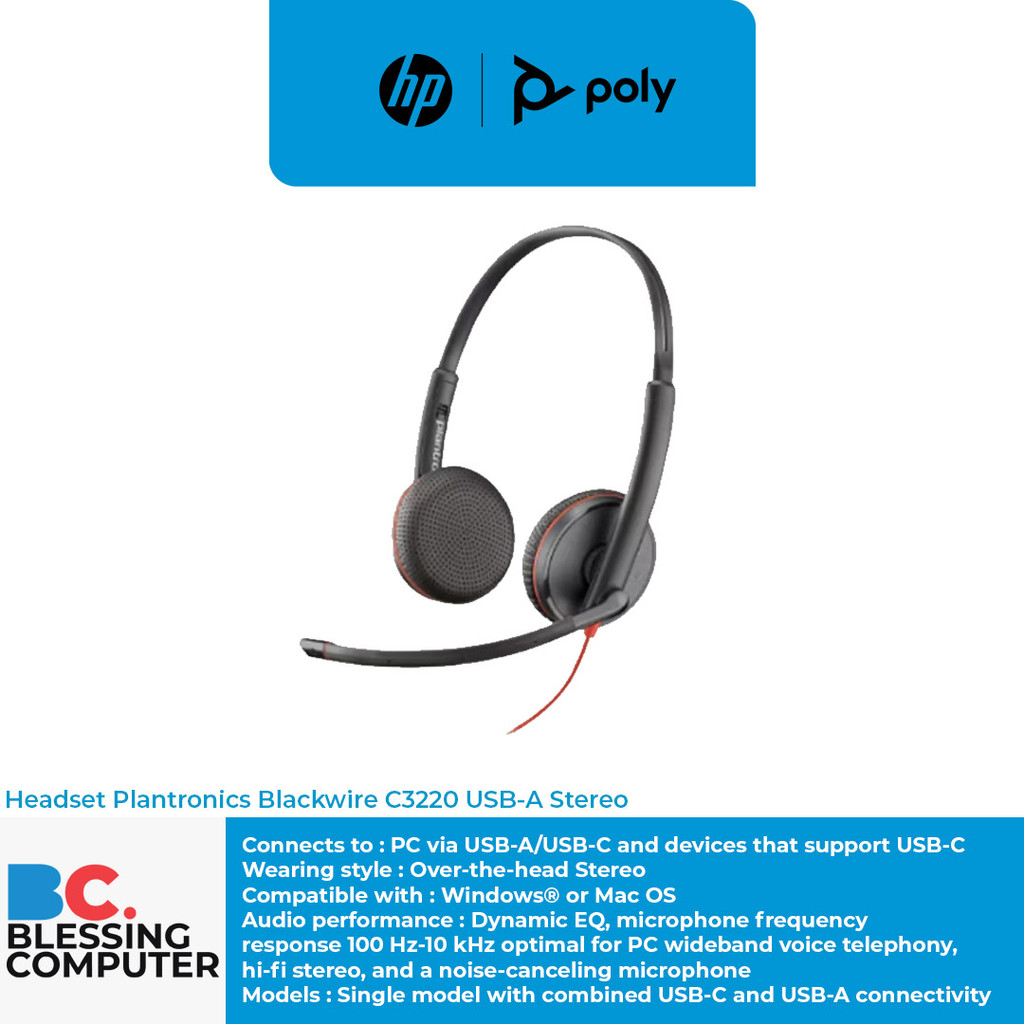 Headset Plantronics Blackwire C3220 USB-A Stereo