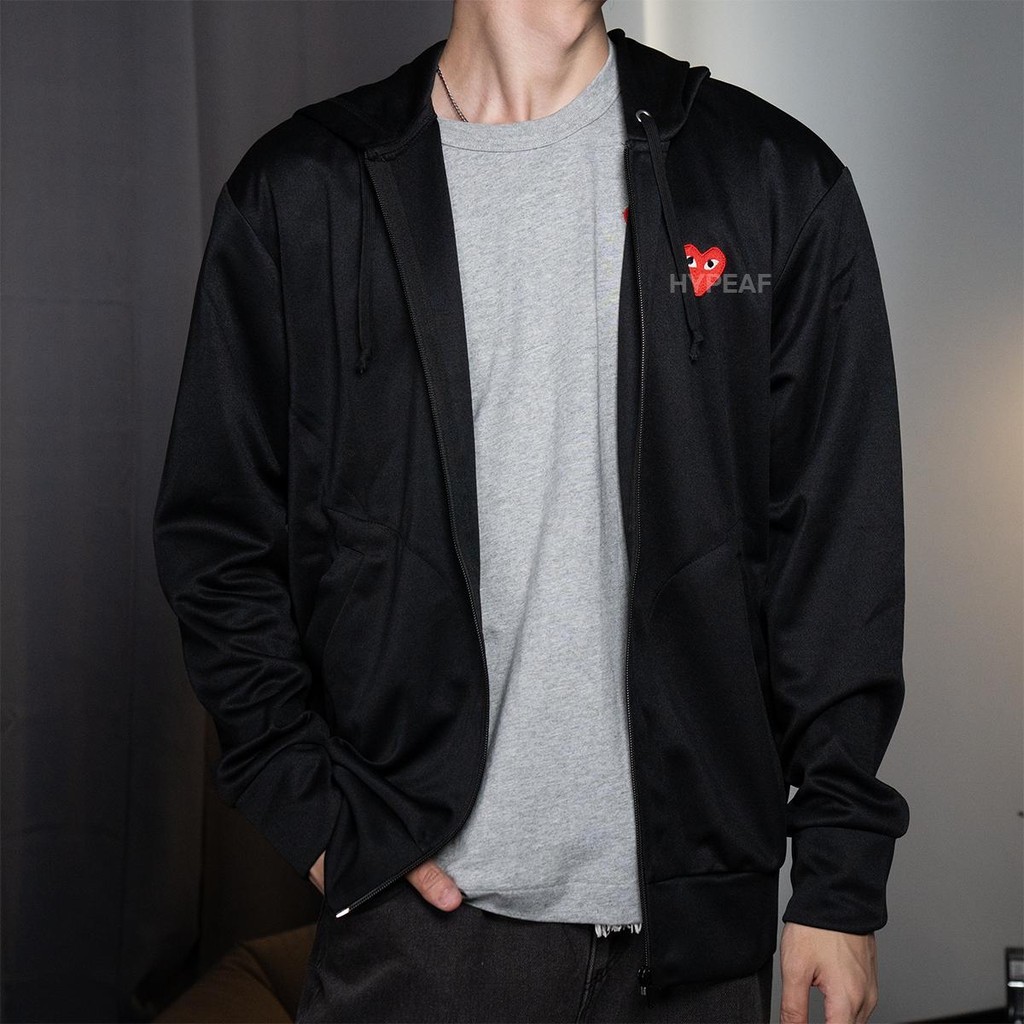 CDG Comme des Garcons PLAY Play Red Heart Zip Up Jacket Hoodie Jaket Hoodie Original