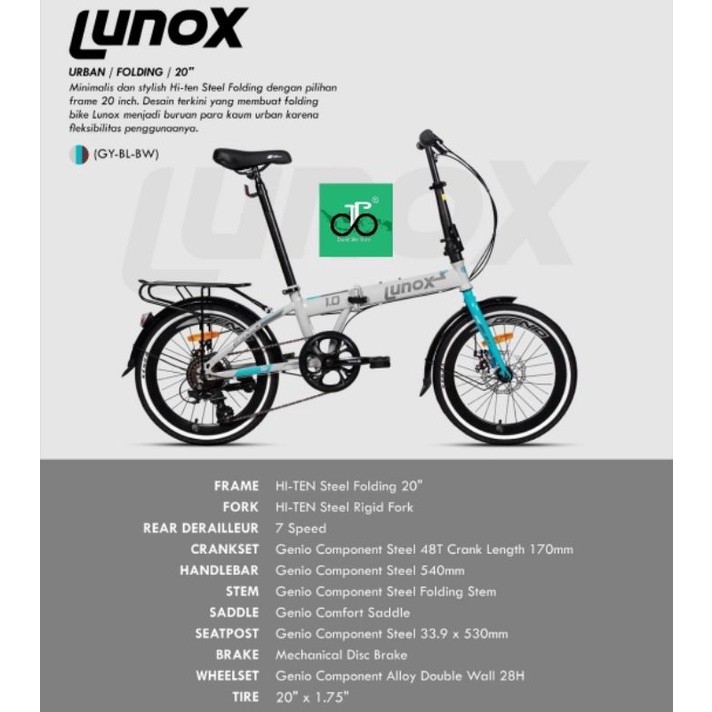 sepeda lipat 20 inch Genio Lunox 1.0 NEW T2