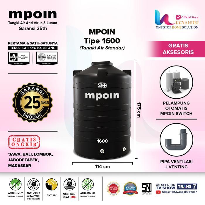 PROMO GASPOLL Tangki Air MPOIN 1600 Wave Toren Tandon Tanki 1600 Liter Mpoin Plus - Hitam
