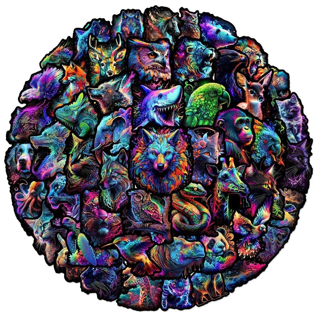 10/50pcs Funny Dark Colorful Cartoon Animals Stickers DIY Scrapbook Notebook Bottle Bike Phone Lugga