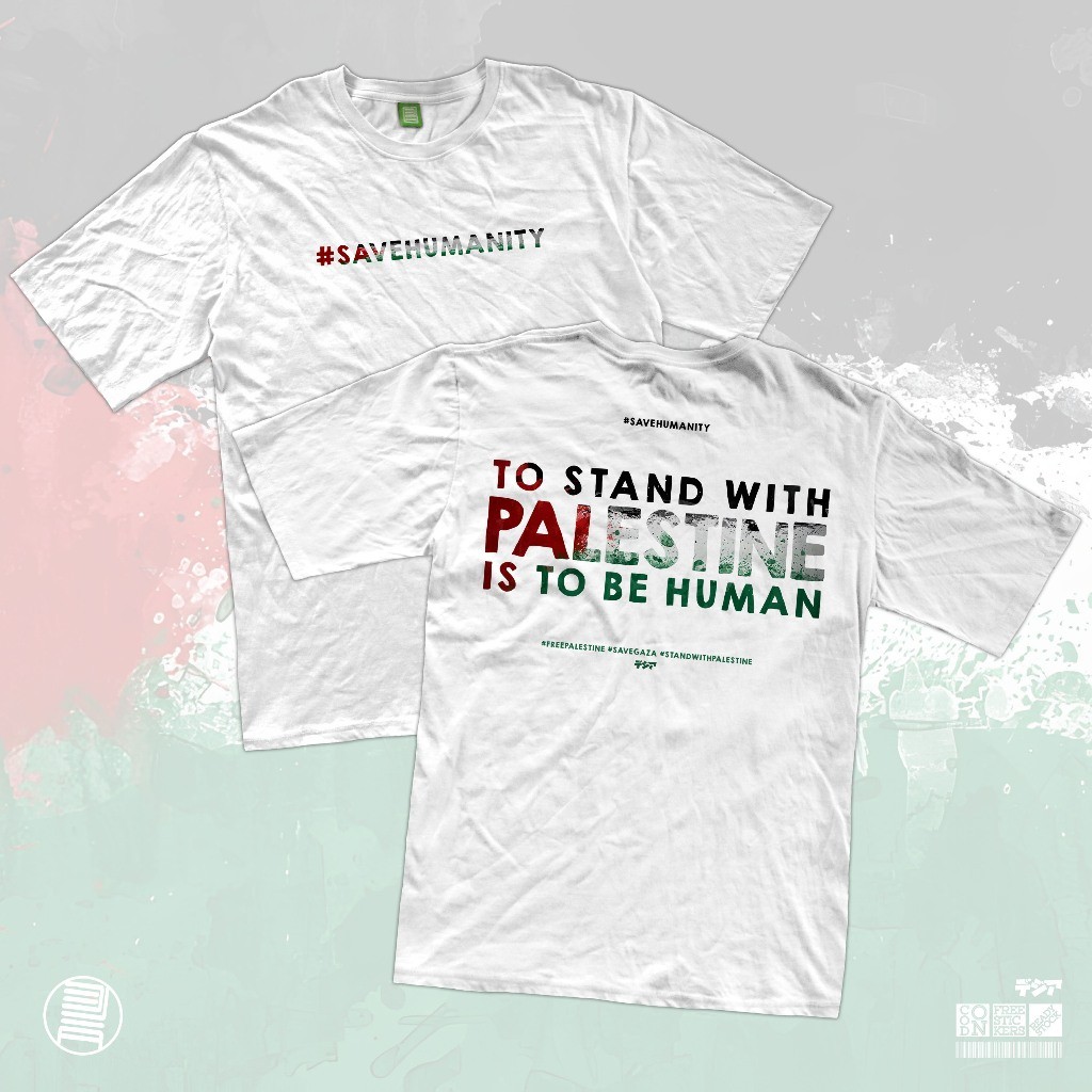 Anime Merch T-Shirt Save Humanity Save Palestine Free Palestine Baju Kaos DJA Cloth