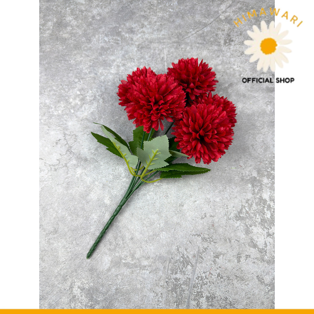 HIMA - Bouquet bunga P131 QQ (x5) BOLA POMPOM KRISAN Artifisial Dekorasi Tanaman