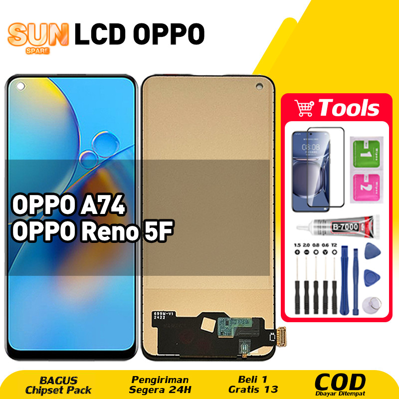 LCD For OPPO A74 Reno 5F Fullset HP Touchscreen untuk Glass Touch Screen Digitizer COD