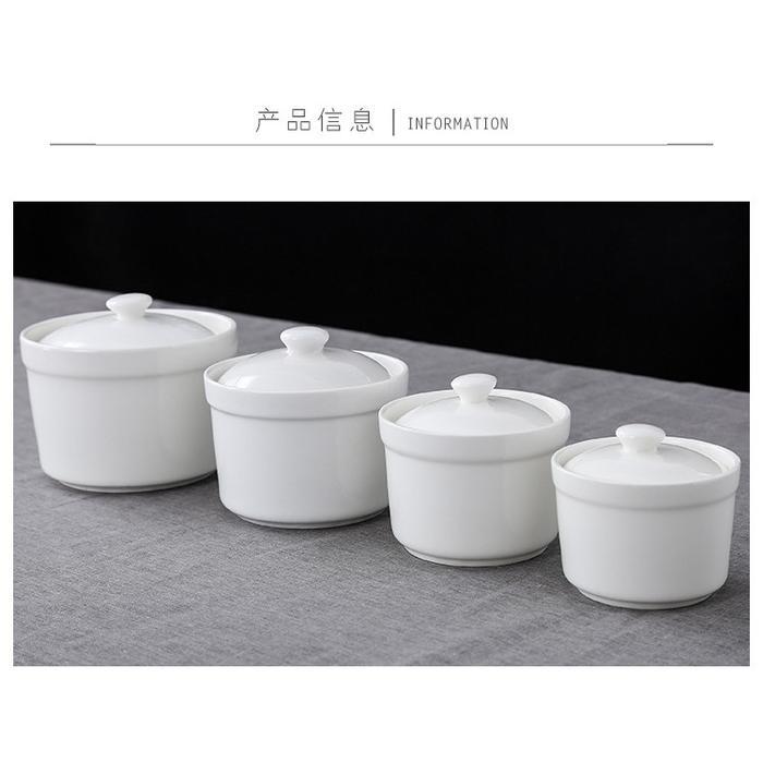 Mangkok Tim Sup Porselen Keramik Hotel Bulat Putih Polos SNI 10cm/13cm