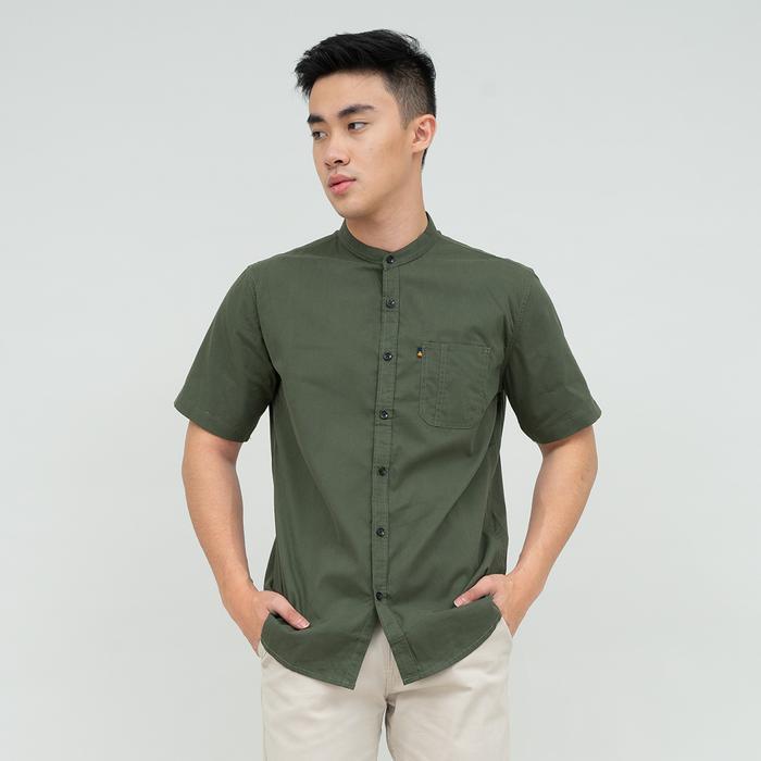 Houseofcuff Baju Koko Kemeja Lengan Pendek Pria Army - M, Army