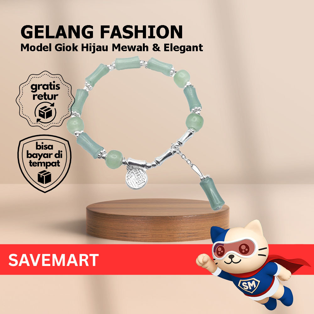 Gelang Giok Hijau – Gelang Batu Giok Hijau Natural Gelang Giok Elegan Aksesoris Fashion Wanita Bernu