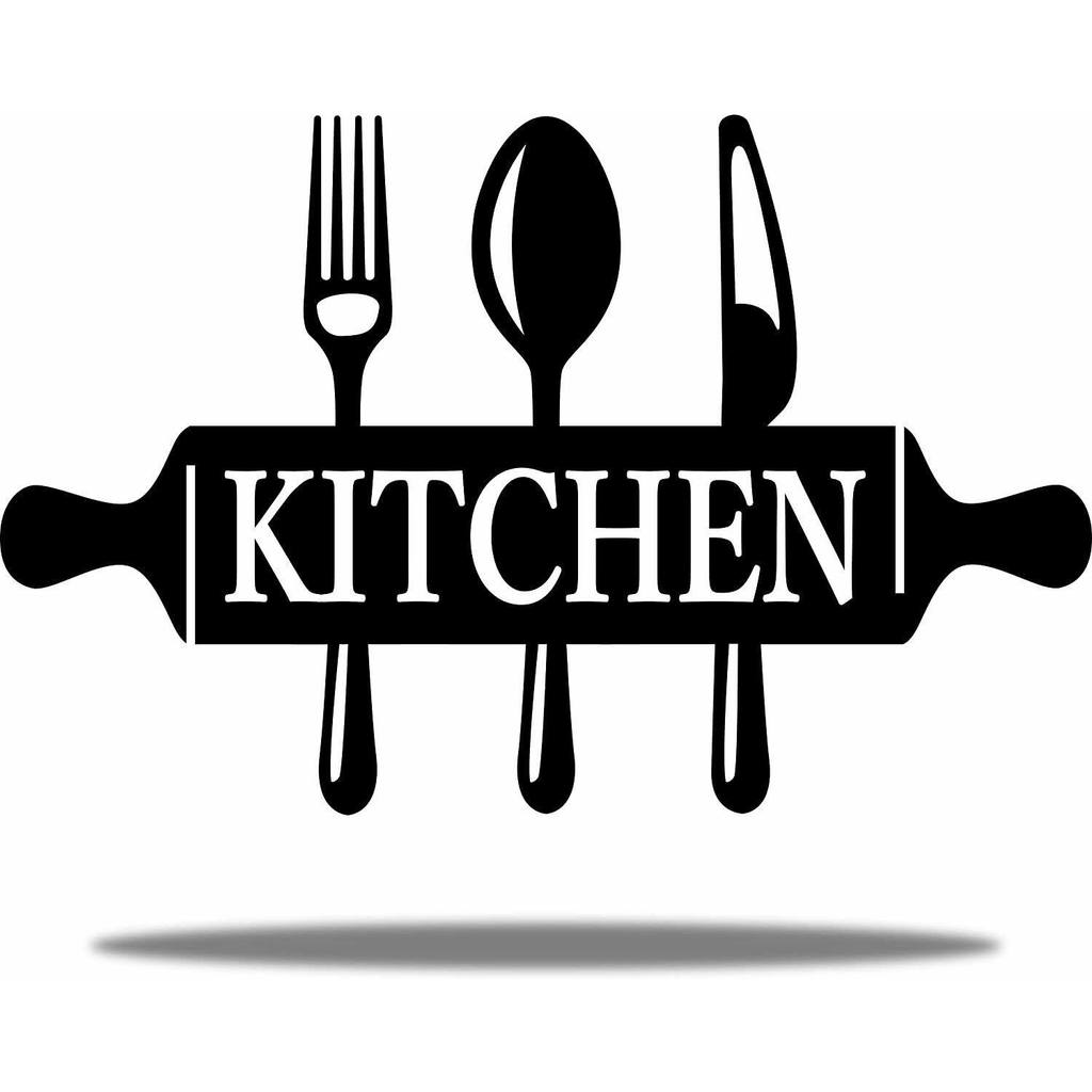 Wall Art Dapur Minimalis Hitam - Lukisan Logam Peralatan Dapur untuk Dekorasi Dinding Ruang Makan & 