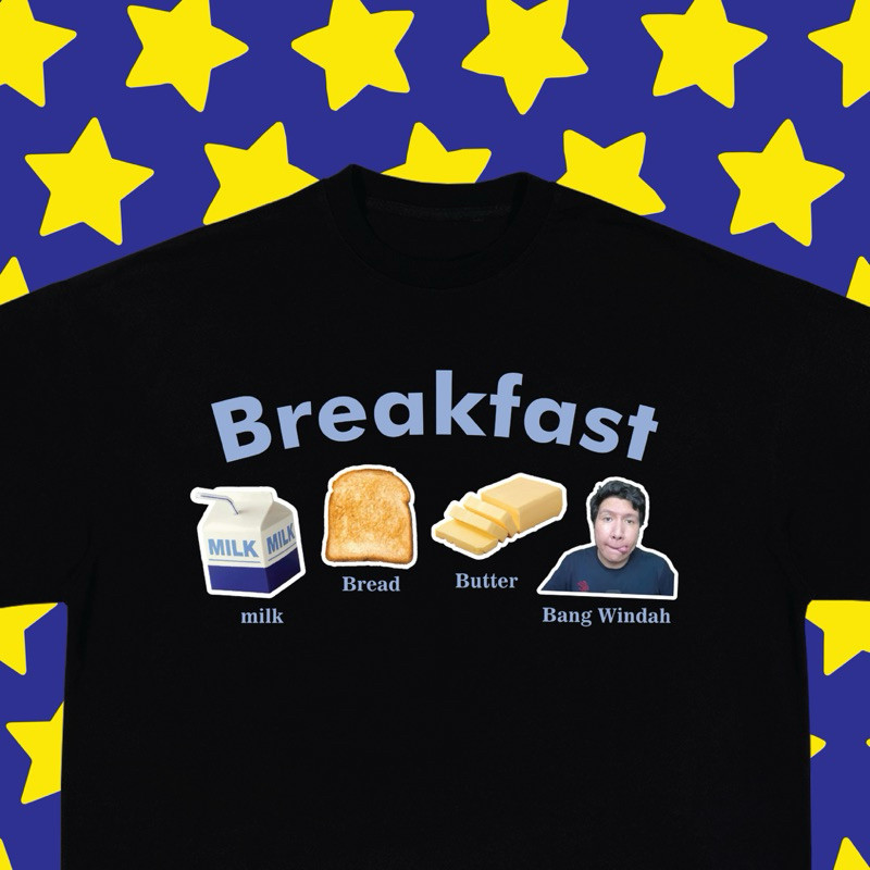 Tshirt Kaos Windah Basudara - Breakfast Black Ranberry Graphic t-shirt