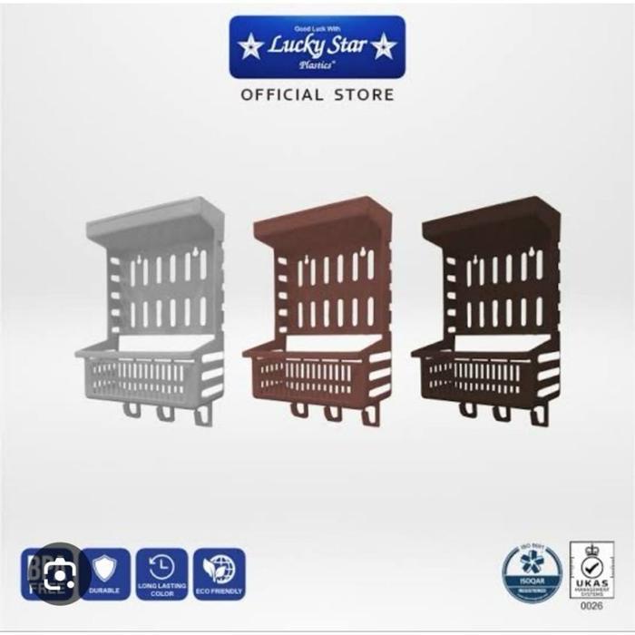 Rak shampoo gantung plastik estetik/rak dapur gantung monica lucky star