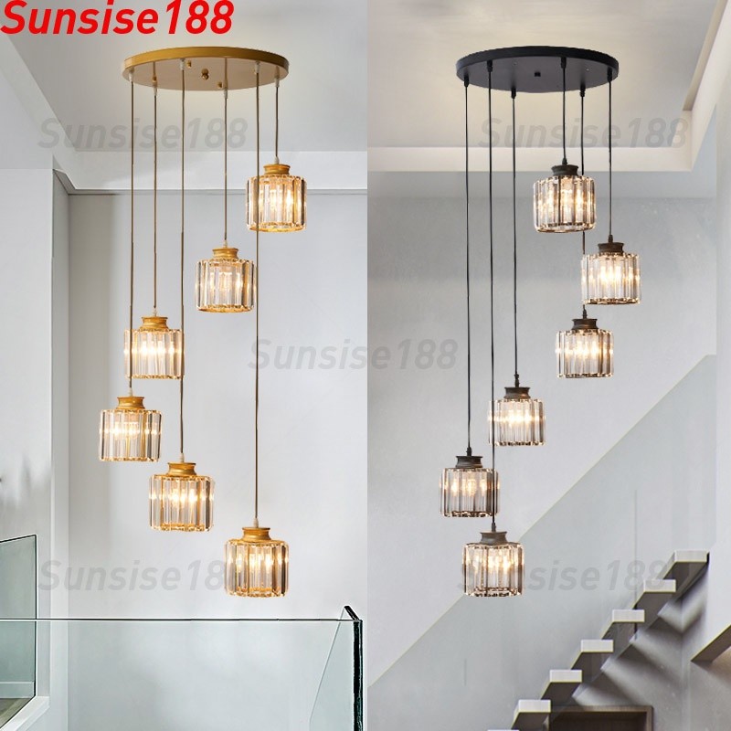 Ruang tamu LED Revolving Lampu Gantung Kristal Ruang Makan Lampu Langit-langit Tinggi Lampu Gantung 