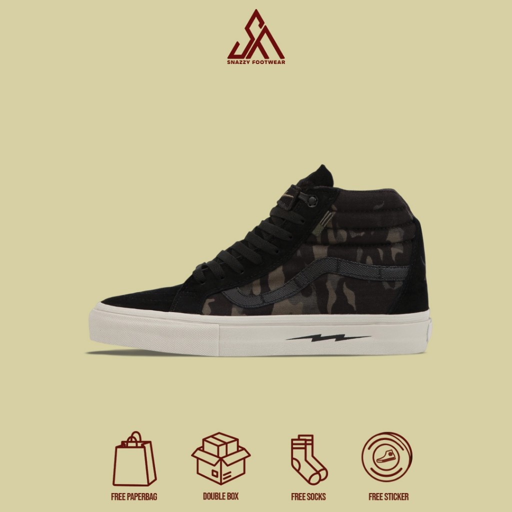Sepatu Sneakers Vans Sk8 Hi Notchback Defcon Multicam Jungle Black 100% Original Unisex