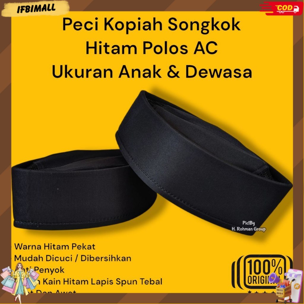 Peci dewasa terbaru 2025 kopeah kopiah hitam polos AC songkok nasional beludru kain halus tinggi std