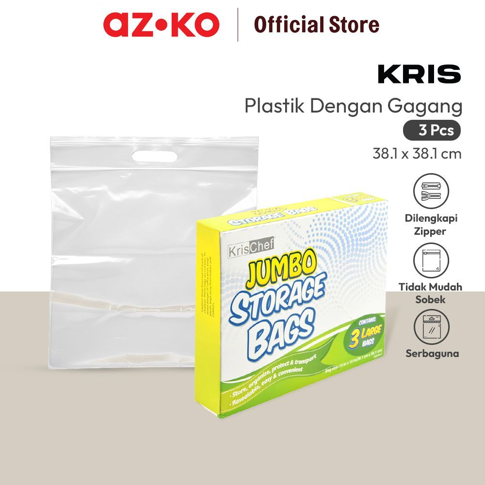 AZKO Kris Set 3 Pcs Plastik Makanan Jumbo Dengan Gagang Pembungkus Makanan Kantong Makanan Food Pack
