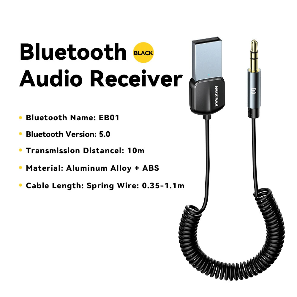 Bluetooth Audio Receiver AUX USB 5.0 Adapter Mobil Speaker Head Unit Tanpa Bluetooth Mic Handsfree P