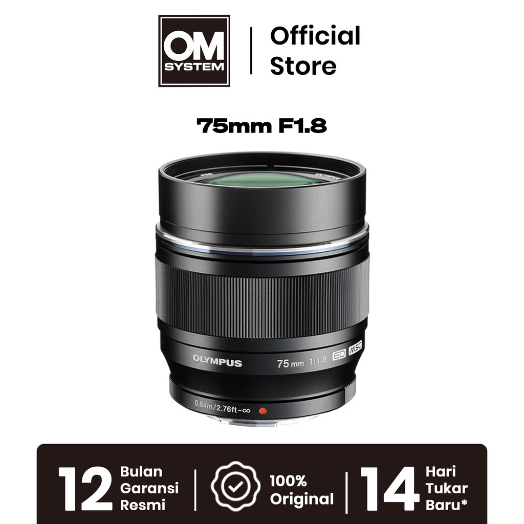 OM SYSTEM 75mm M.ZUIKO DIGITAL ED 75 mm F1.8 Lens (Black)