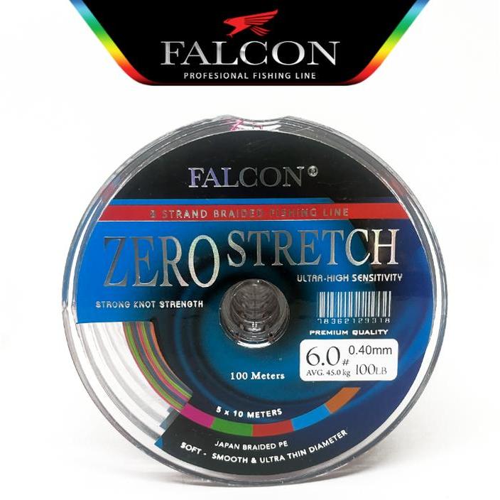 senar PE X8 FALCON ZERO STRETCH BRAIDED PE Mancing Pancing - Pe 6.0