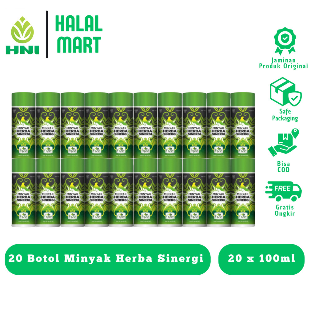20 Botol Minyak Herba Sinergi MHS HPAI 100ml - Minyak But-But Asli Solusi Luka & Pijat Keluarga