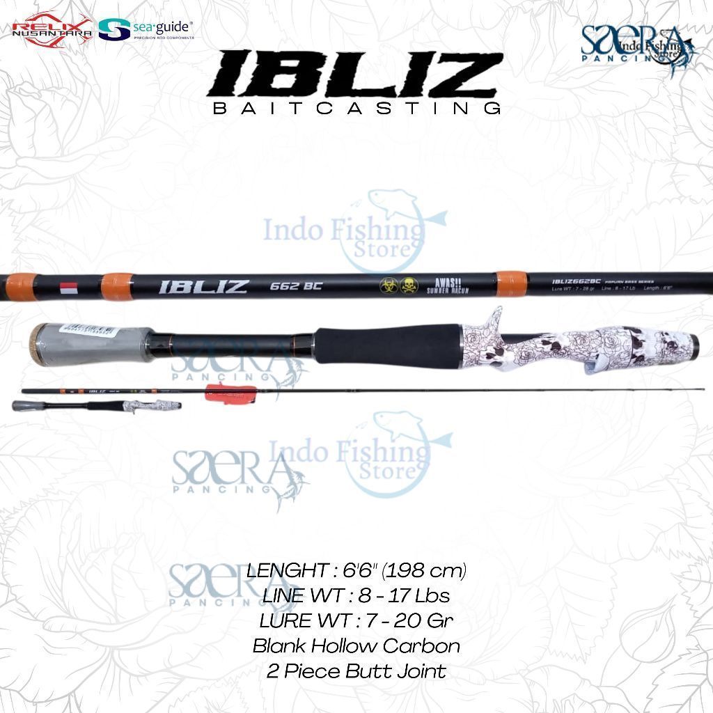 Saera Pancing Joran Pancing RELIX NUSANTARA Ibliz 662 BC Mancing Casting Toman 8-17Lbs