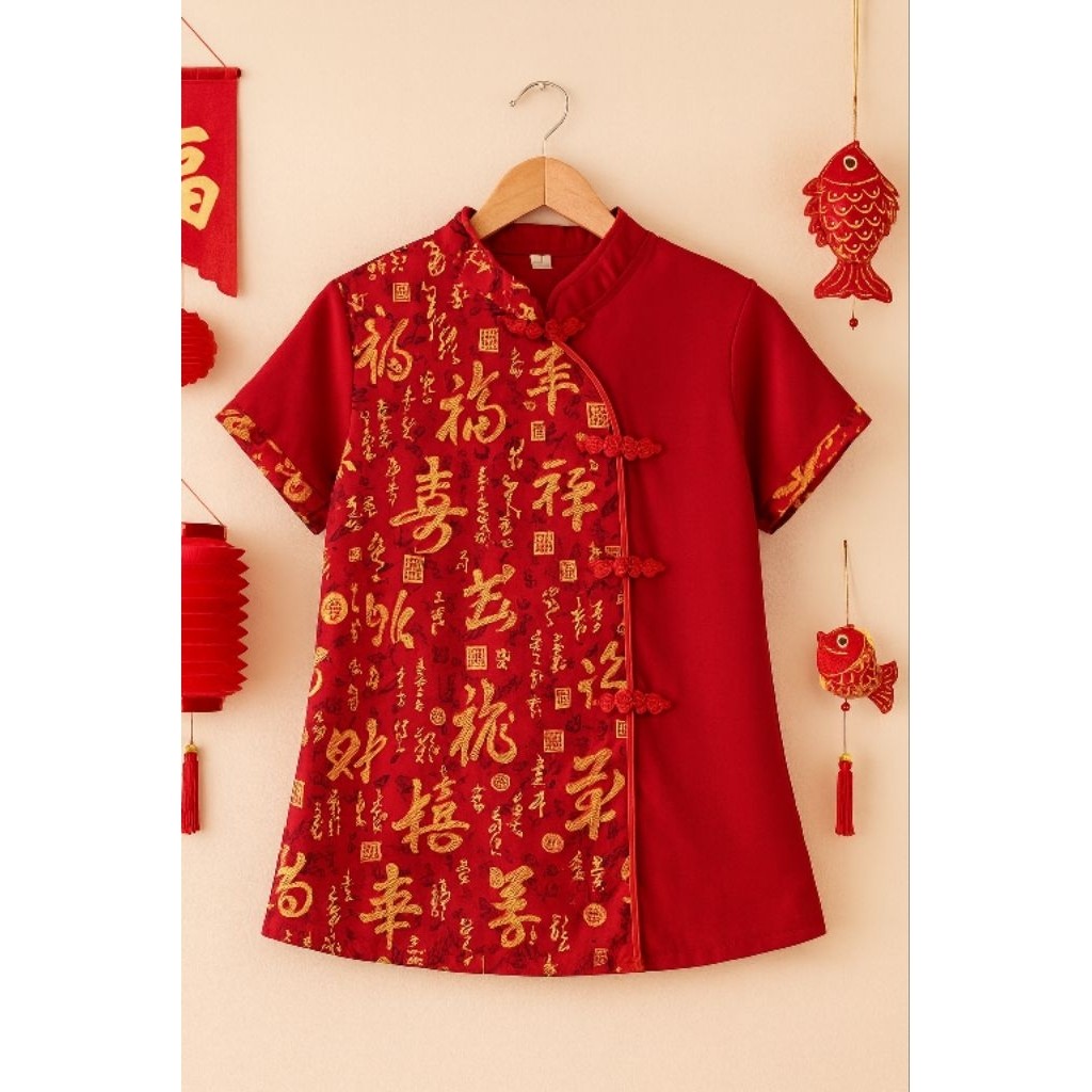 SERESHOP Atasan/ Blouse Wanita Kerah Shanghai Cheongsam Imlek