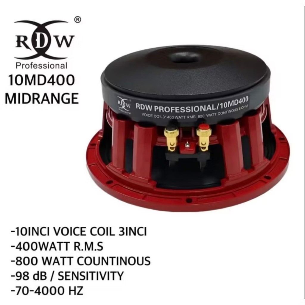 Speaker RDW 10inch 10MD400 Voice Coil 3 inch Original RDW