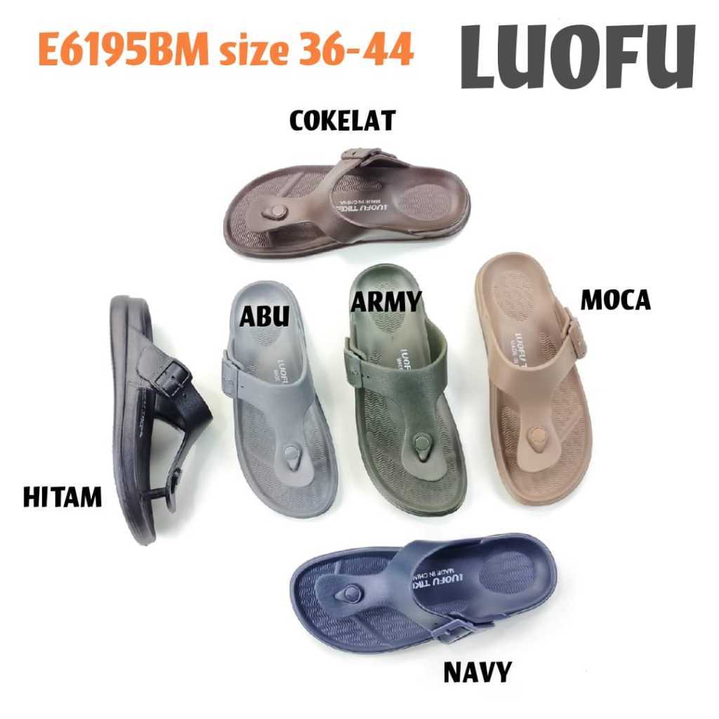 LUOFU E6195BM ORIGINAL jelly sandal karet empuk murah pria jepit sandal cowok japit import Luofu Imp